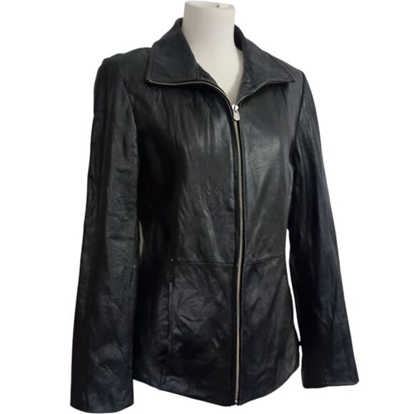 Y2K Wilsons Womens Leather Jacket S Black Fitted Thinsulate Quilt Lined Zip Up - Picture 3 of 16